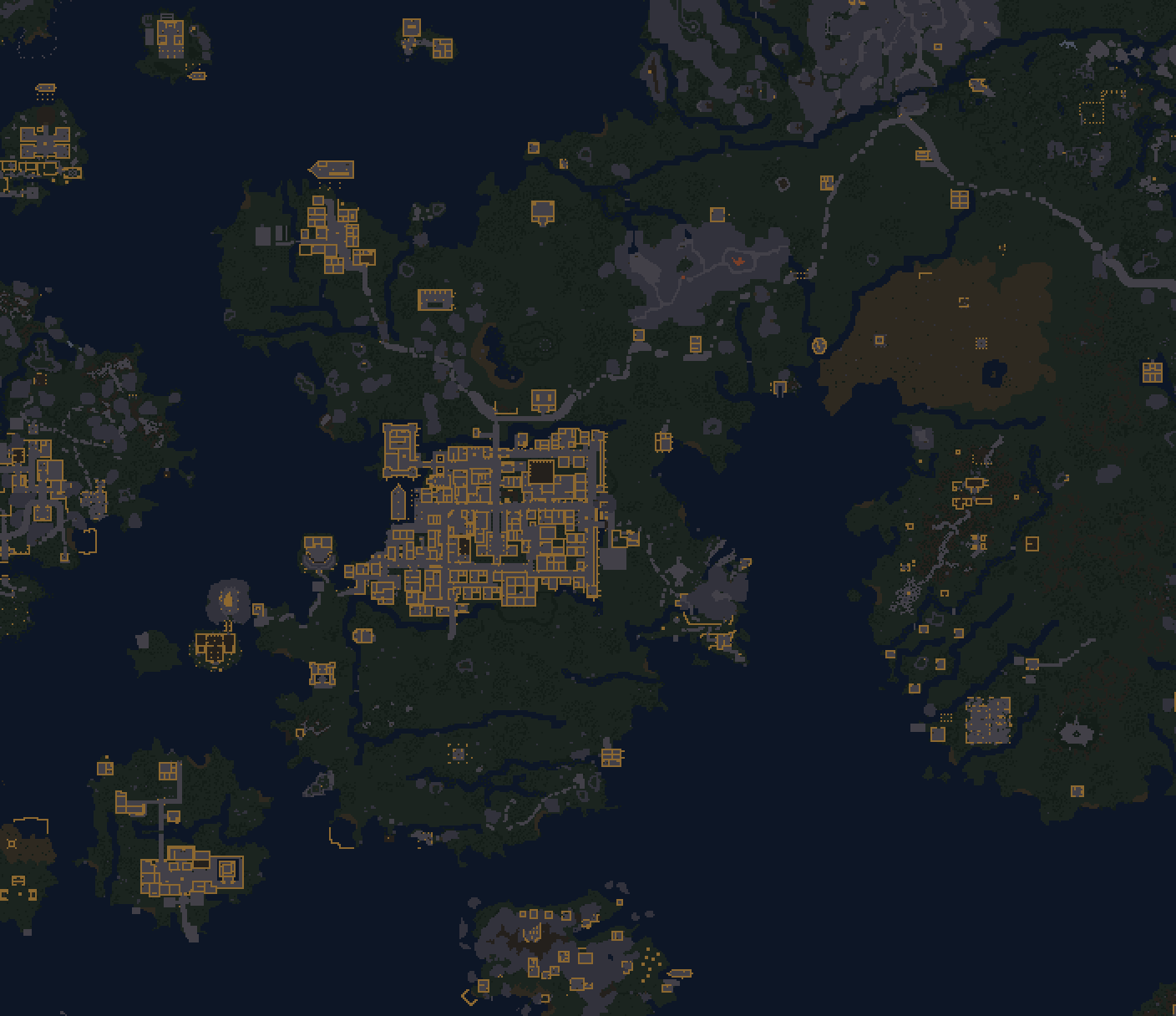 Map of the open lands with the regions marked